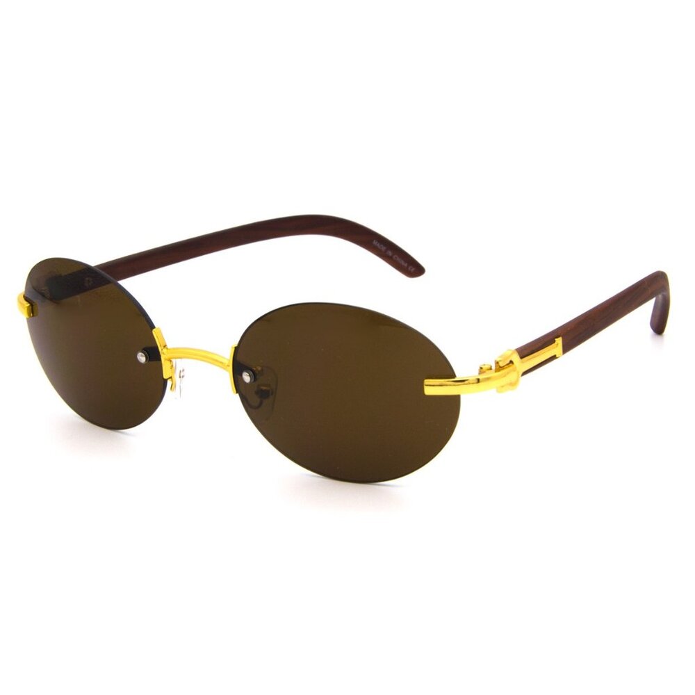 Men Hip Hop Sunglasses Round Dark Brown Lens Street Fashion Metal Lentes Gafas‎